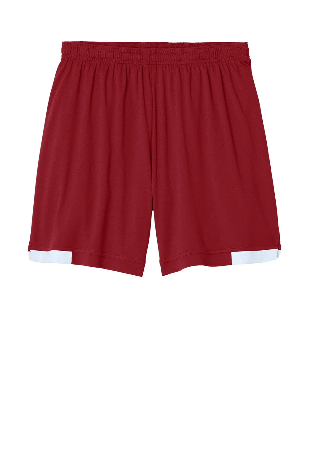 Sport-Tek Herren Club Feuchtigkeitstransportierende Shorts - Tiefrot/Weiß