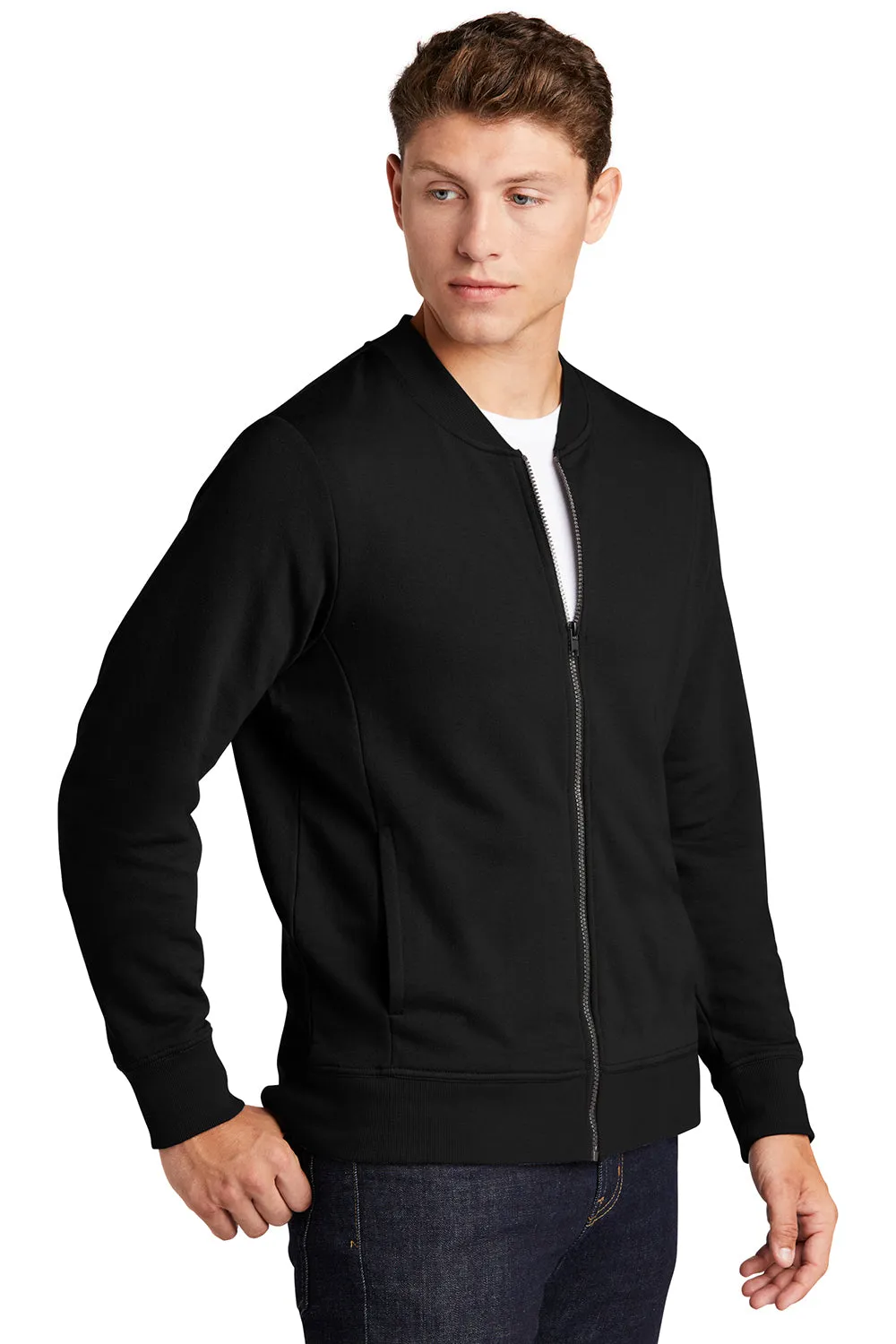 Sport-Tek Herren French Terry Full Zip Bomberjacke - Schwarz