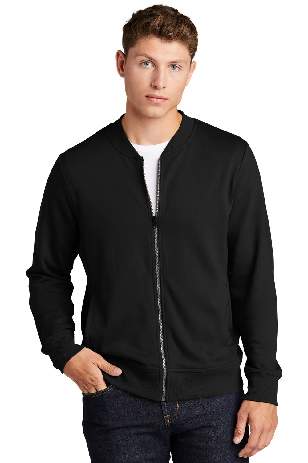 Sport-Tek Herren French Terry Full Zip Bomberjacke - Schwarz