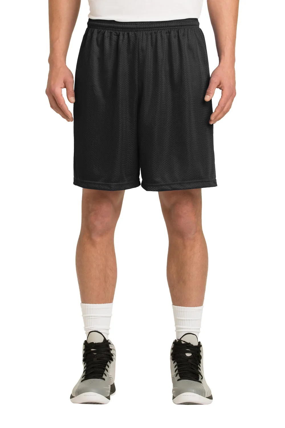 Sport-Tek Herren Feuchtigkeitstransportierende Classic Mesh Shorts - Schwarz - Ausverkauf