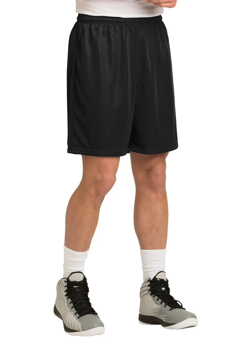 Sport-Tek Herren Feuchtigkeitstransportierende Classic Mesh Shorts - Schwarz - Ausverkauf