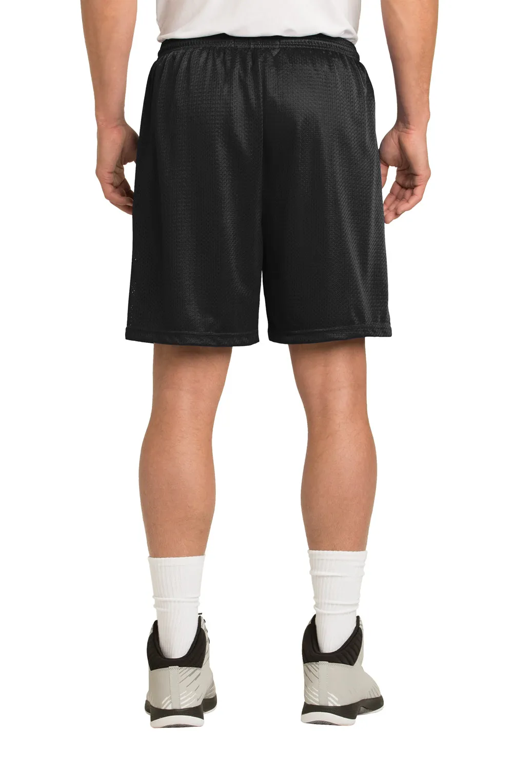 Sport-Tek Herren Feuchtigkeitstransportierende Classic Mesh Shorts - Schwarz - Ausverkauf