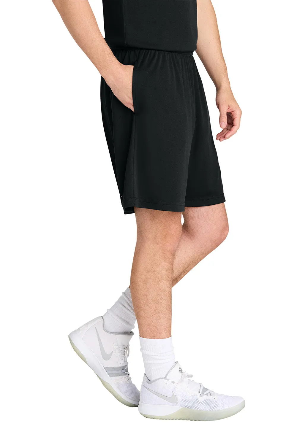 Sport-Tek Herren Feuchtigkeitstransportierende Wettkampf-Sportshorts mit Taschen - Schwarz