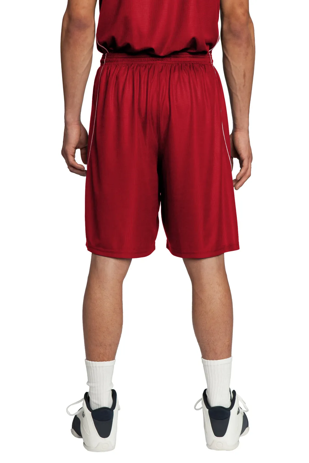 Sport-Tek Herren Feuchtigkeitstransportierende Mesh-Reversible-Spliced-Shorts - Echtes Rot - Ausverkauf