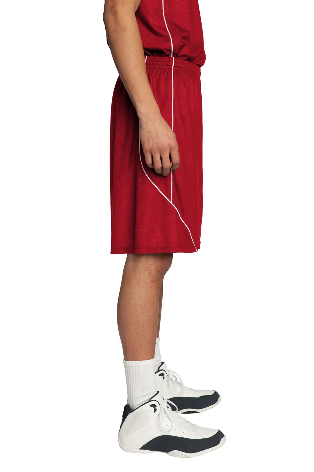 Sport-Tek Herren Feuchtigkeitstransportierende Mesh-Reversible-Spliced-Shorts - Echtes Rot - Ausverkauf