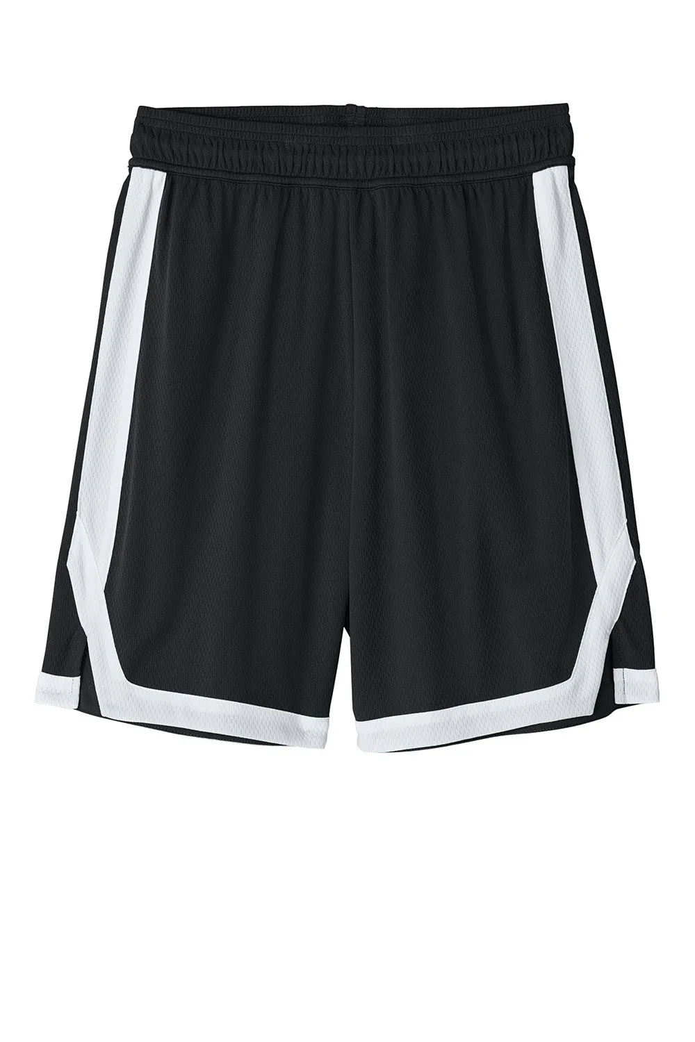 Sport-Tek Herren Rival Feuchtigkeitstransportierende Basketball-Shorts - Schwarz/Weiß