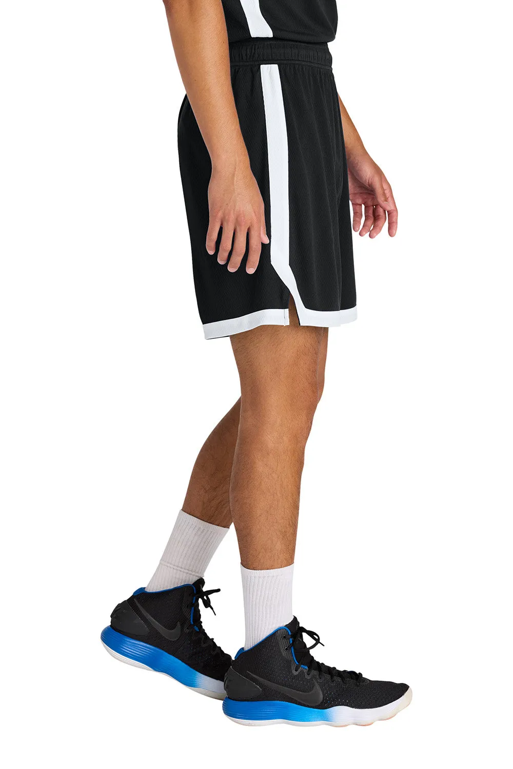 Sport-Tek Herren Rival Feuchtigkeitstransportierende Basketball-Shorts - Schwarz/Weiß