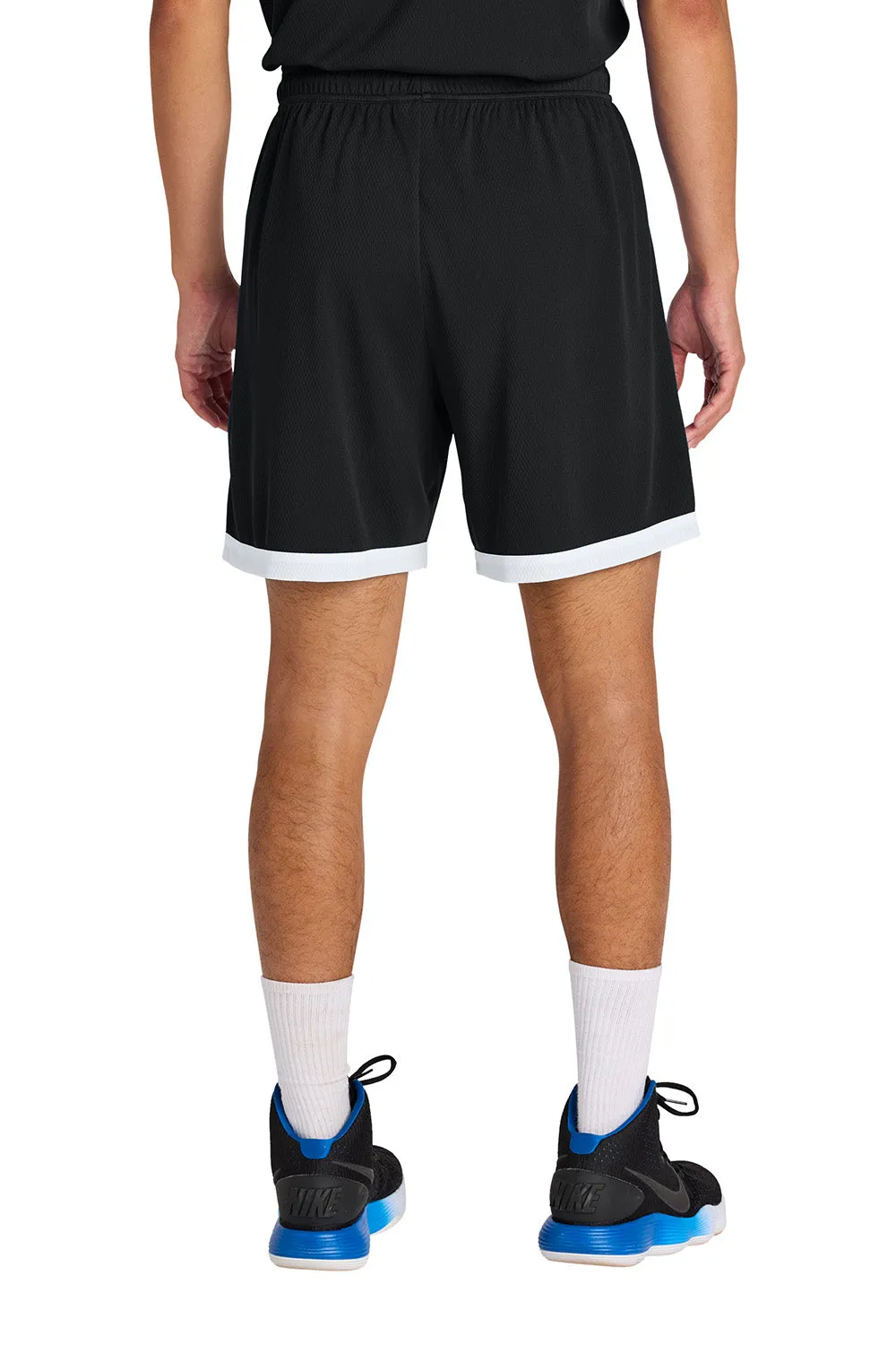 Sport-Tek Herren Rival Feuchtigkeitstransportierende Basketball-Shorts - Schwarz/Weiß