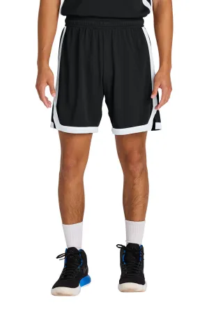 Sport-Tek Herren Rival Feuchtigkeitstransportierende Basketball-Shorts - Schwarz/Weiß