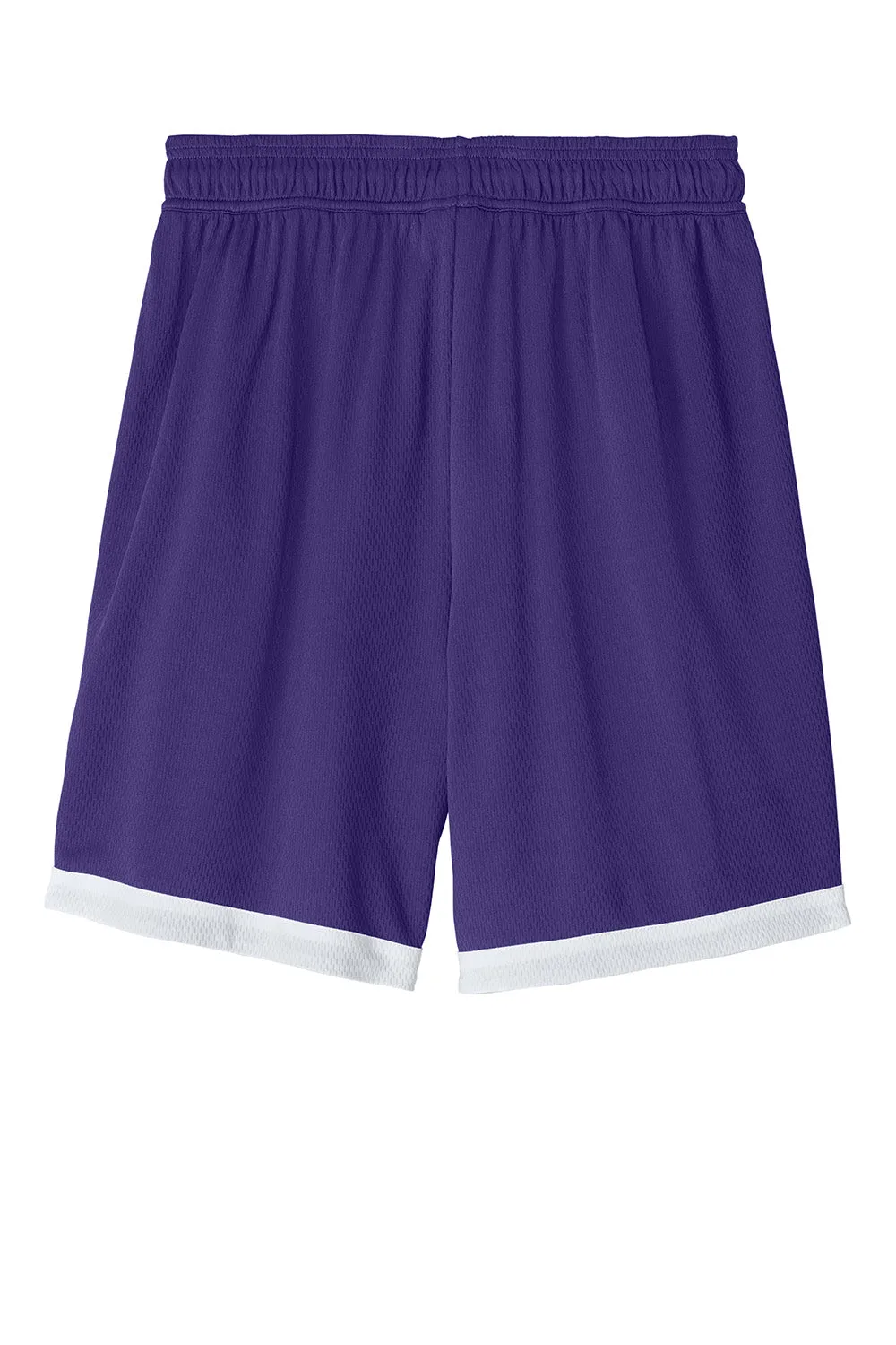 Sport-Tek Herren Rival Feuchtigkeitstransportierende Basketball-Shorts - Lila/Weiß