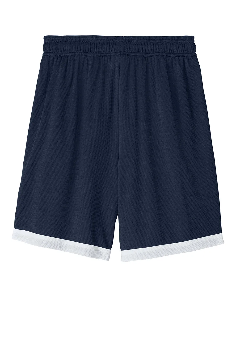Sport-Tek Herren Rival Feuchtigkeitstransportierende Basketballshorts - Marineblau/Weiß