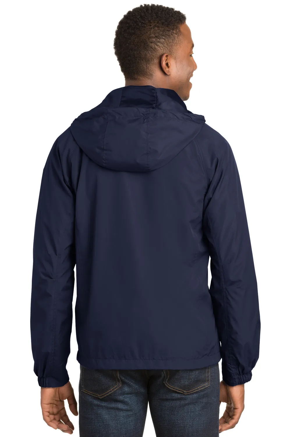 Sport-Tek Herren wasserabweisende Kapuzenjacke mit Reißverschluss - Marineblau