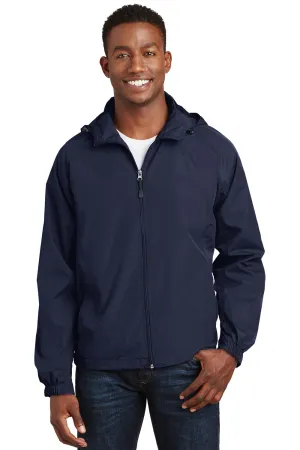 Sport-Tek Herren wasserabweisende Kapuzenjacke mit Reißverschluss - Marineblau