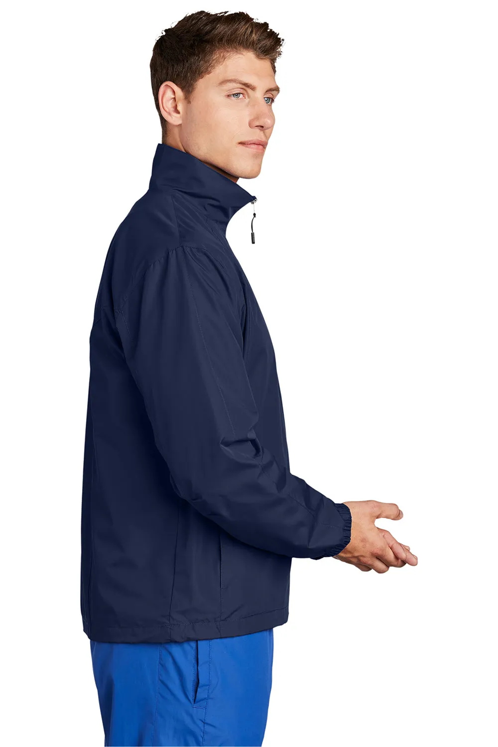 Sport-Tek Herren wasserabweisende Windjacke mit Vollreißverschluss - Echt Marineblau