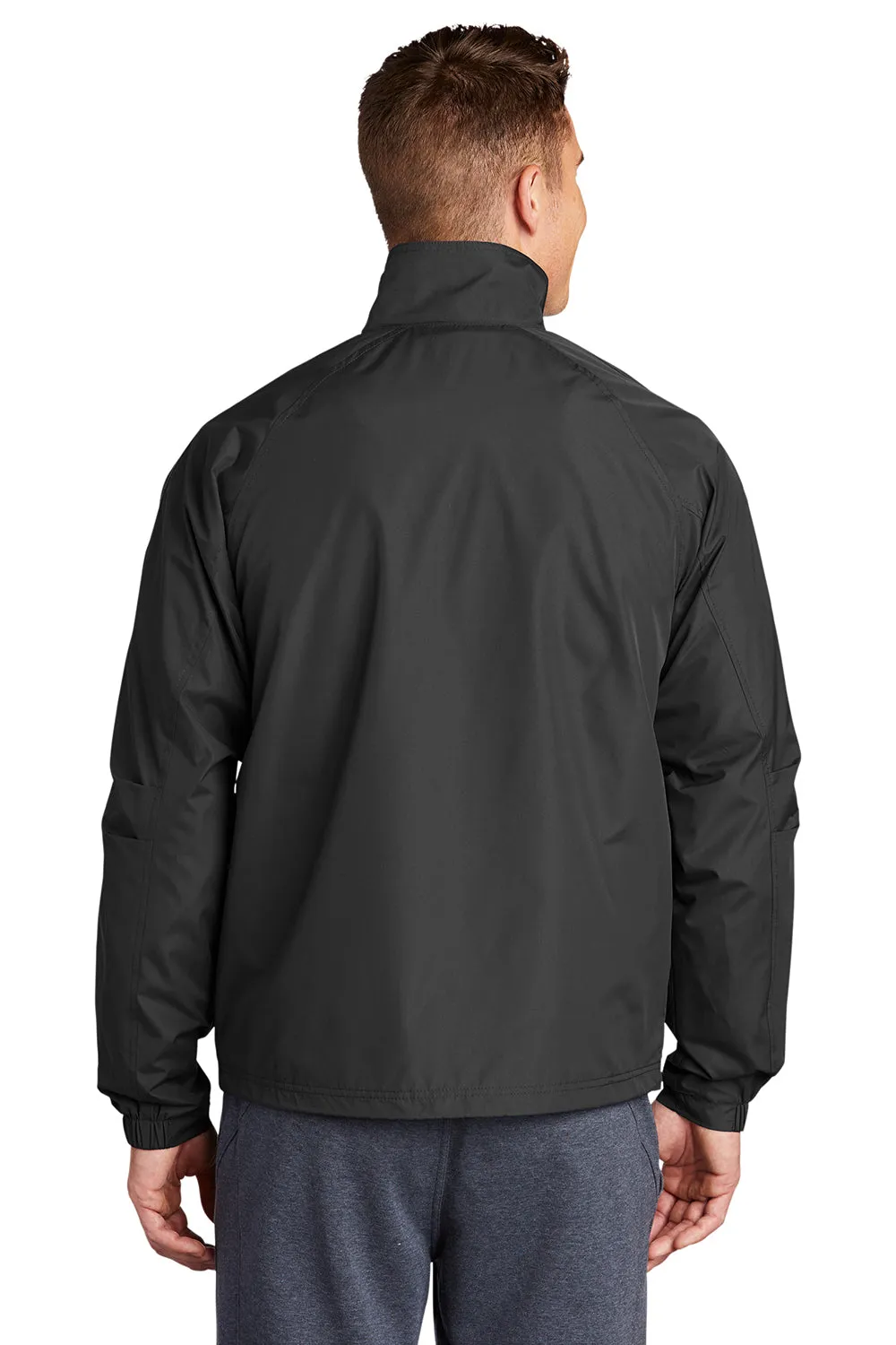 Sport-Tek Herren wasserabweisende Snap-Down Seitenlinienjacke - Schwarz