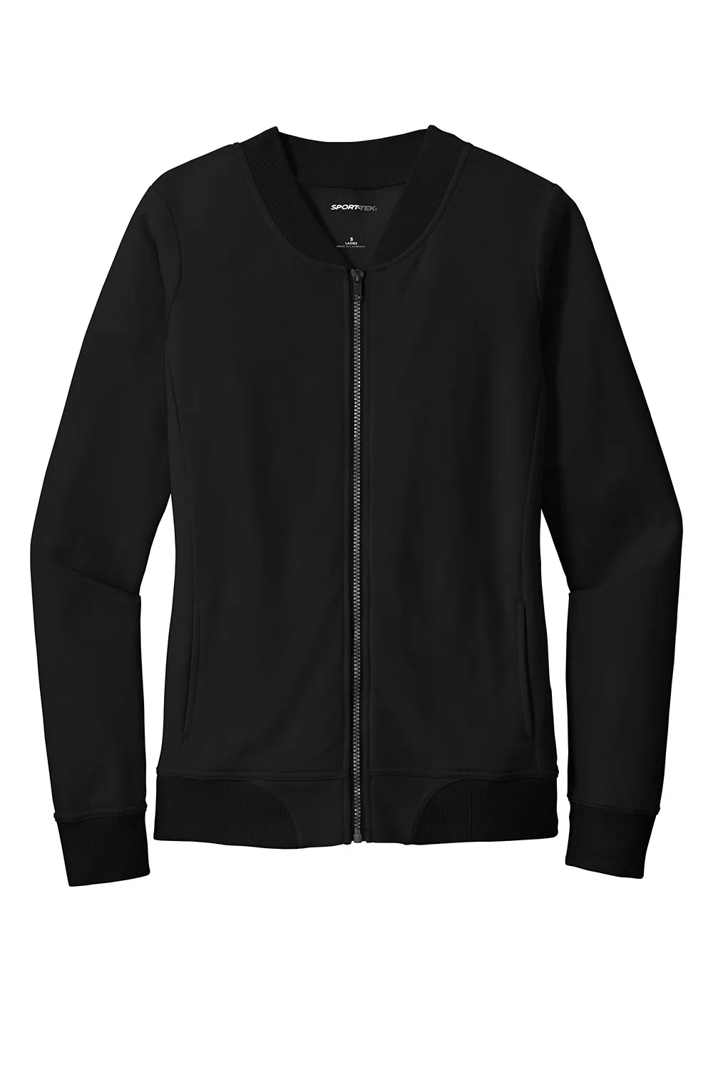 Sport-Tek Damen French Terry Vollreißverschluss Bomberjacke - Schwarz