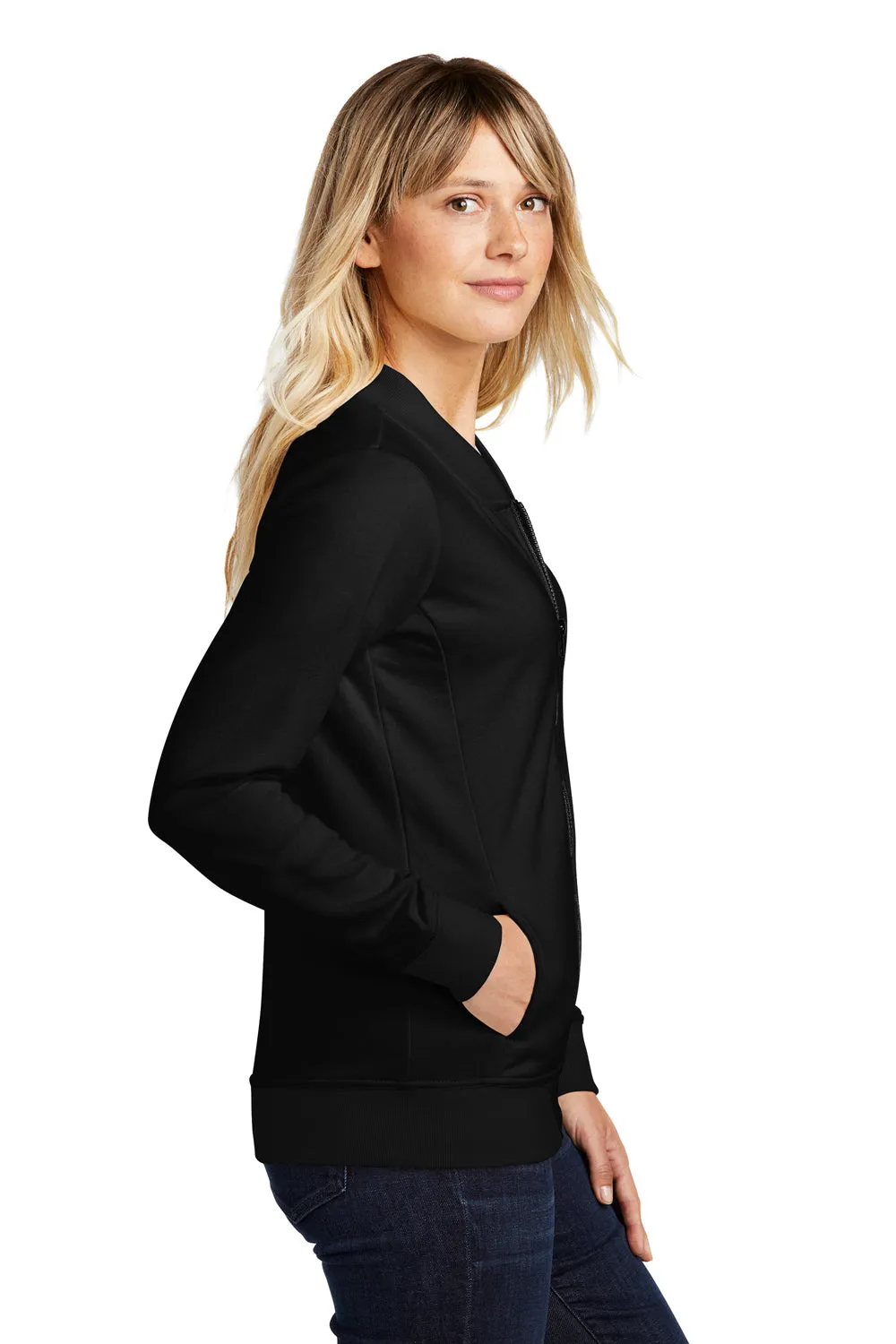 Sport-Tek Damen French Terry Vollreißverschluss Bomberjacke - Schwarz