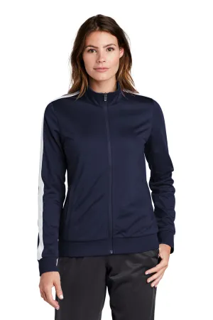 Sport-Tek Damen Reißverschluss-Jacke - Marineblau/Weiß