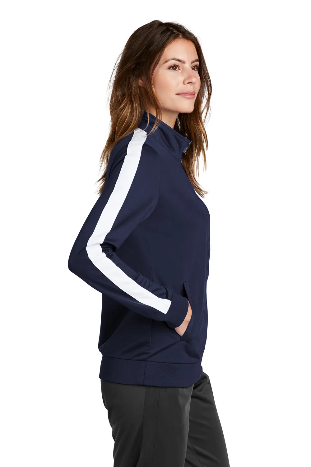 Sport-Tek Damen Reißverschluss-Jacke - Marineblau/Weiß