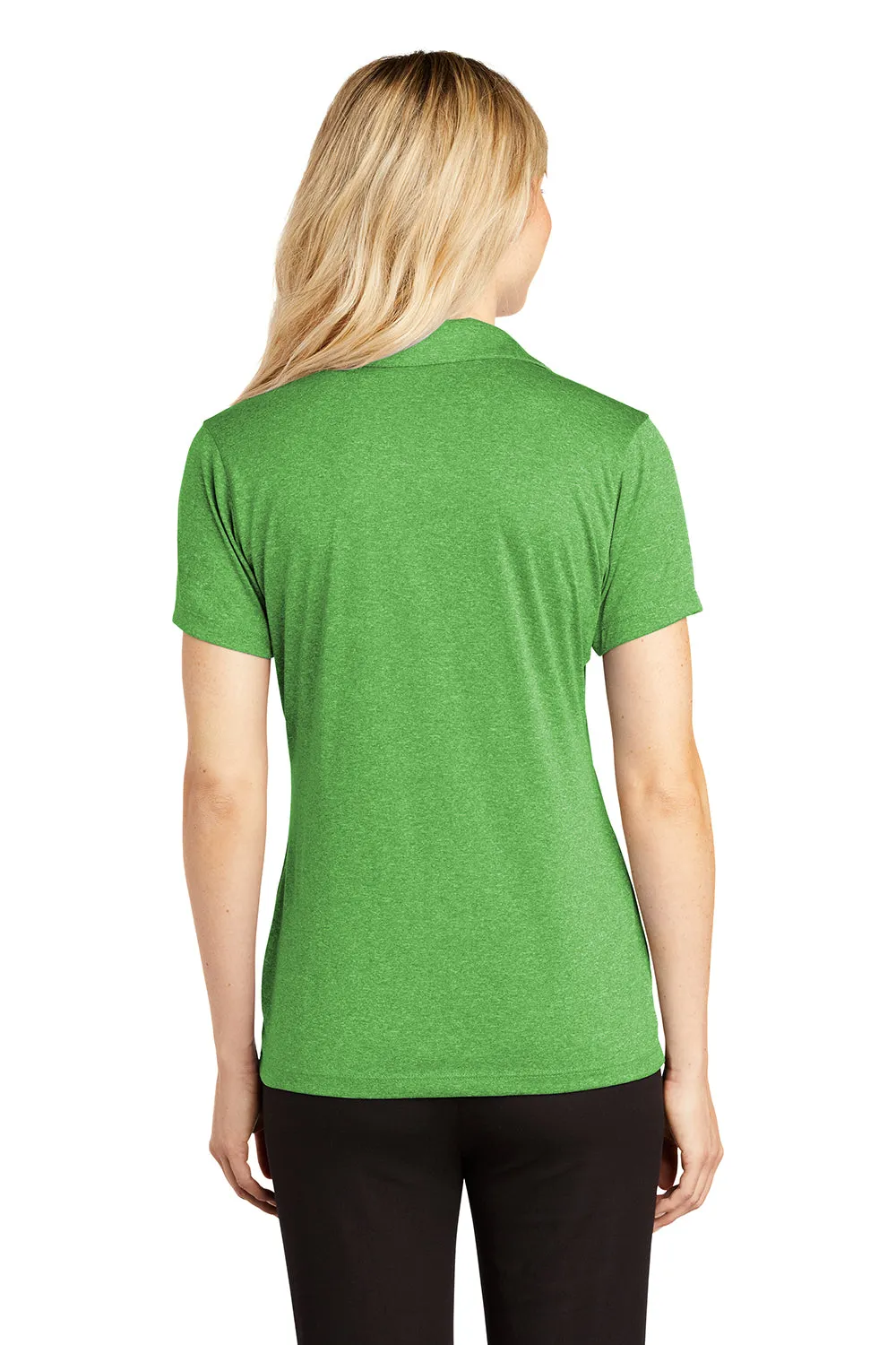 Sport-Tek Damen Heather Contender Feuchtigkeitstransportierendes Kurzarm-Polohemd - Heather Rasengrün