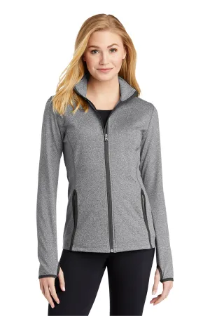 Sport-Tek Damen Sport-Wick Feuchtigkeitstransportierende Full-Zip-Jacke - Heather Charcoal Grey/Charcoal Grey