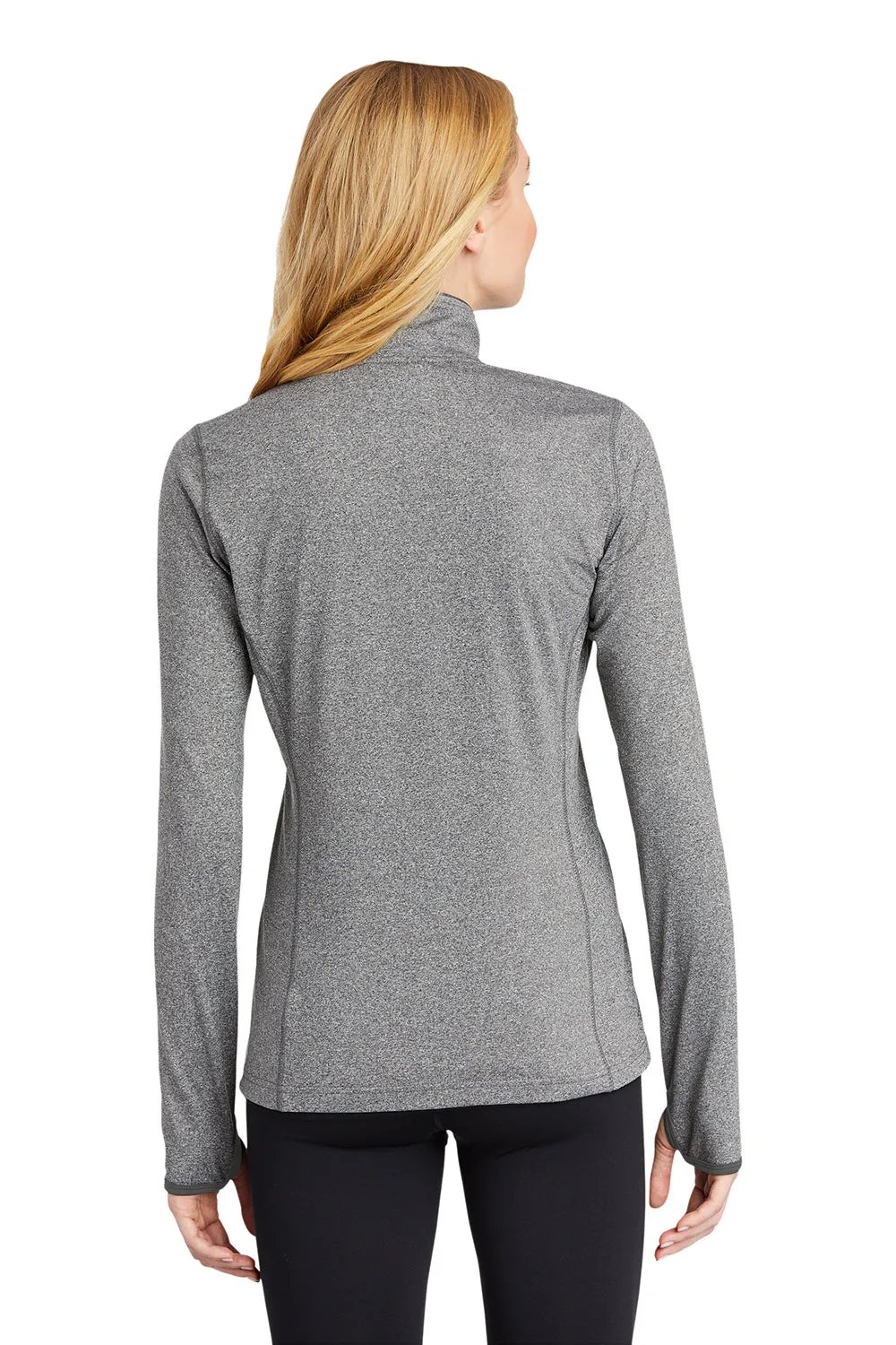 Sport-Tek Damen Sport-Wick Feuchtigkeitstransportierende Full-Zip-Jacke - Heather Charcoal Grey/Charcoal Grey