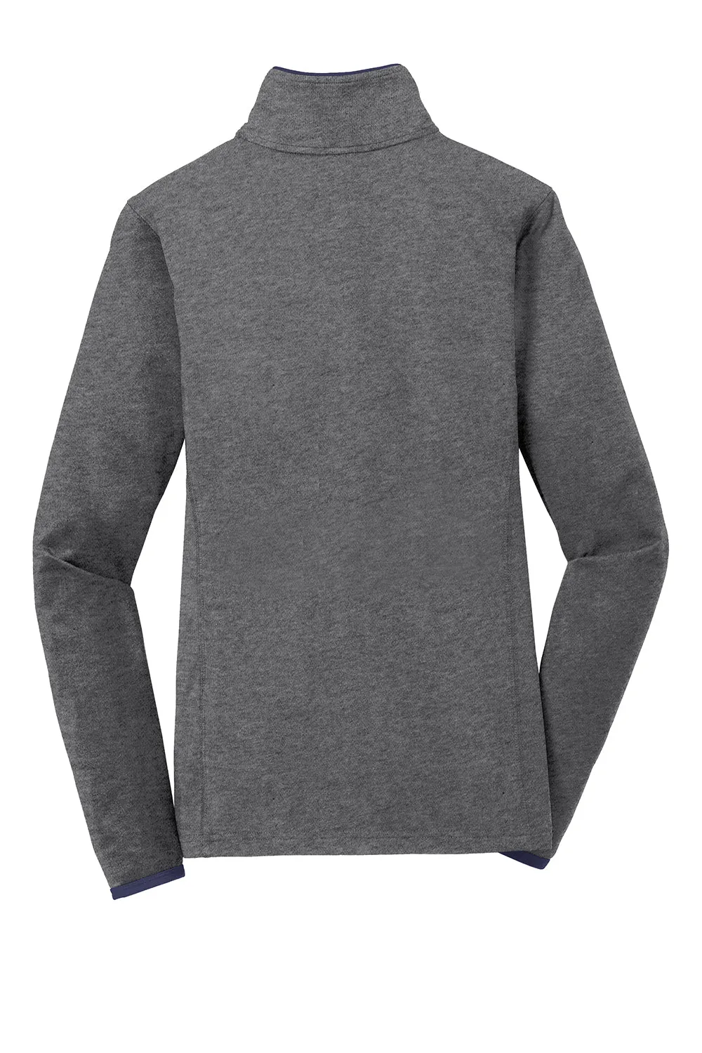 Sport-Tek Damen Sport-Wick Feuchtigkeitstransportierende Reißverschlussjacke - Heather Charcoal Grey/Echt Marineblau