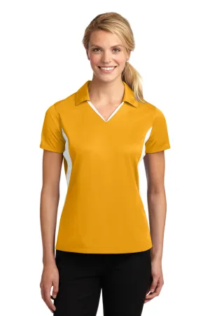 Sport-Tek Damen Sport-Wick Feuchtigkeitstransport Polo-Shirt mit kurzen Ärmeln - Gold/Weiß - Auslaufmodell