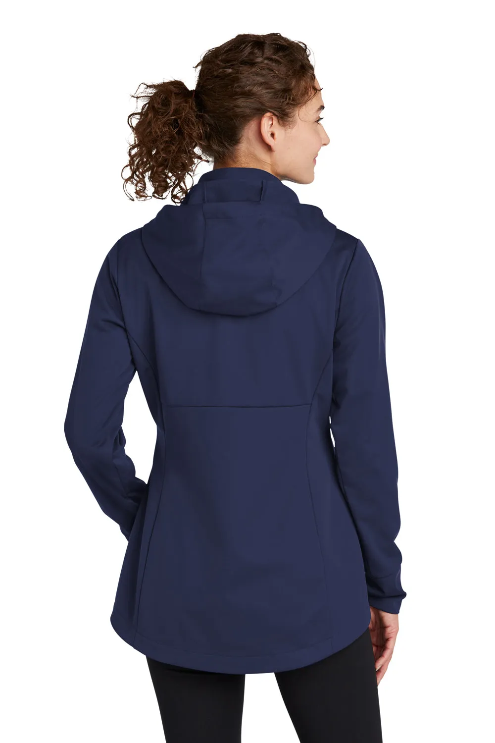Sport-Tek Damen Wind- & wasserdichte Softshell-Jacke mit Kapuze und Reißverschluss - Echt Marineblau