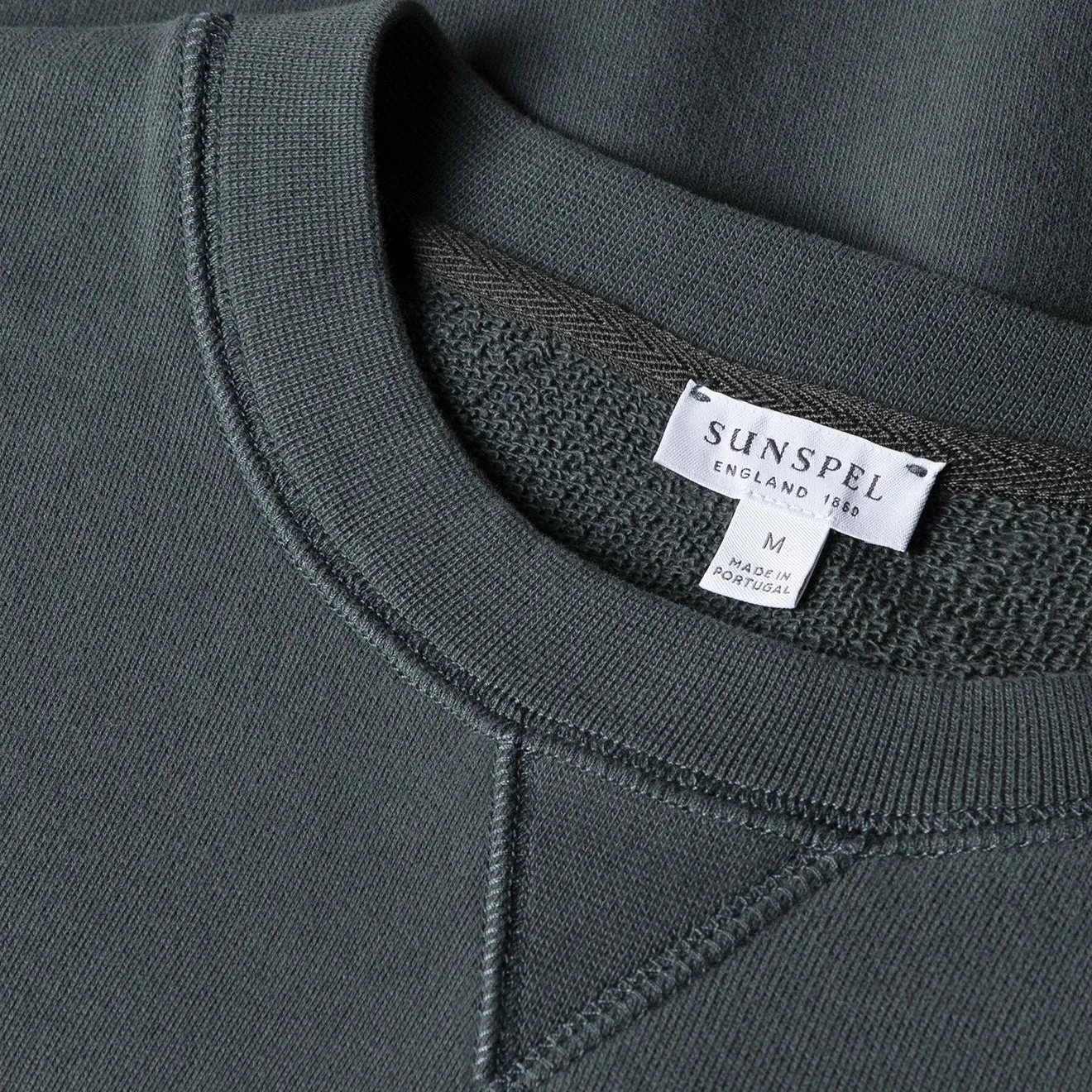 Sunspel Loopback Sweatshirt Drill Grün