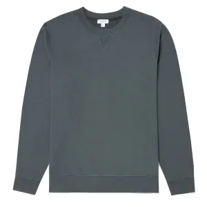 Sunspel Loopback Sweatshirt Drill Grün