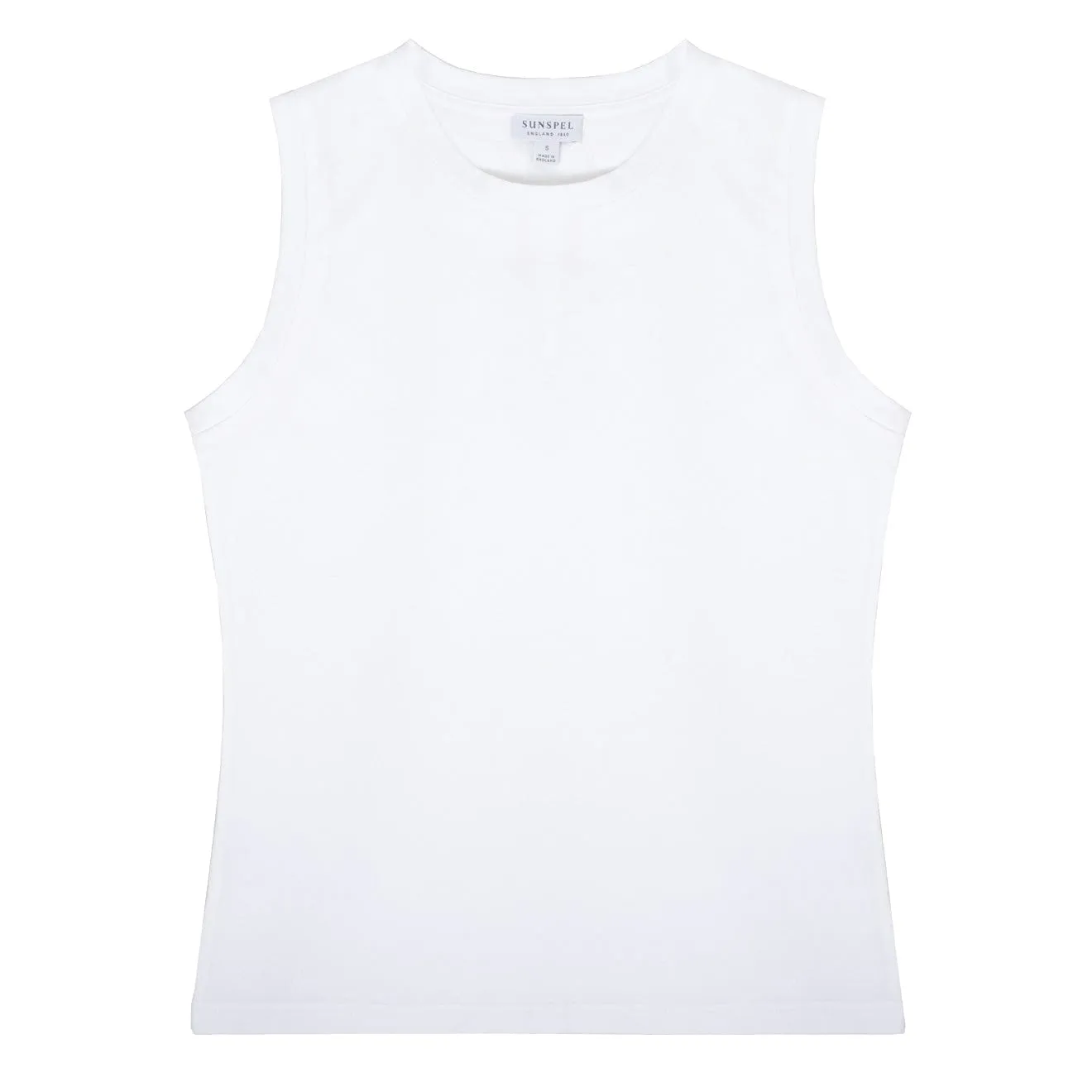 Sunspel Damen Boy Fit Tank T-Shirt Weiß
