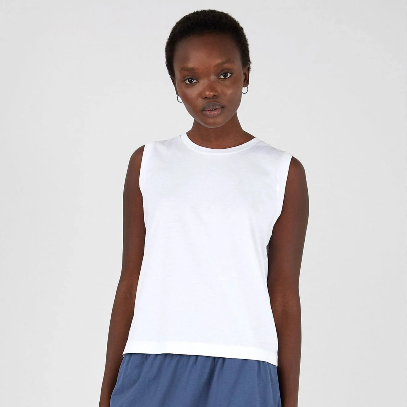 Sunspel Damen Boy Fit Tank T-Shirt Weiß
