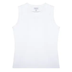 Sunspel Damen Boy Fit Tank T-Shirt Weiß