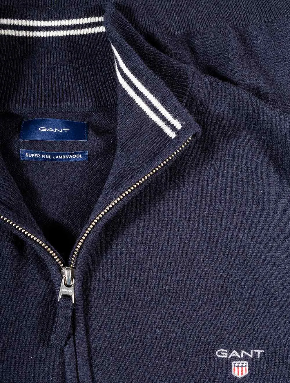Superfeines Lambswool-Halbzip-Pullover Marine