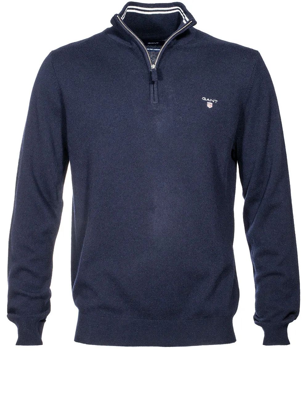 Superfeines Lambswool-Halbzip-Pullover Marine