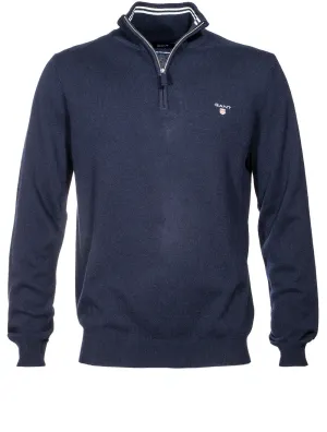 Superfeines Lambswool-Halbzip-Pullover Marine