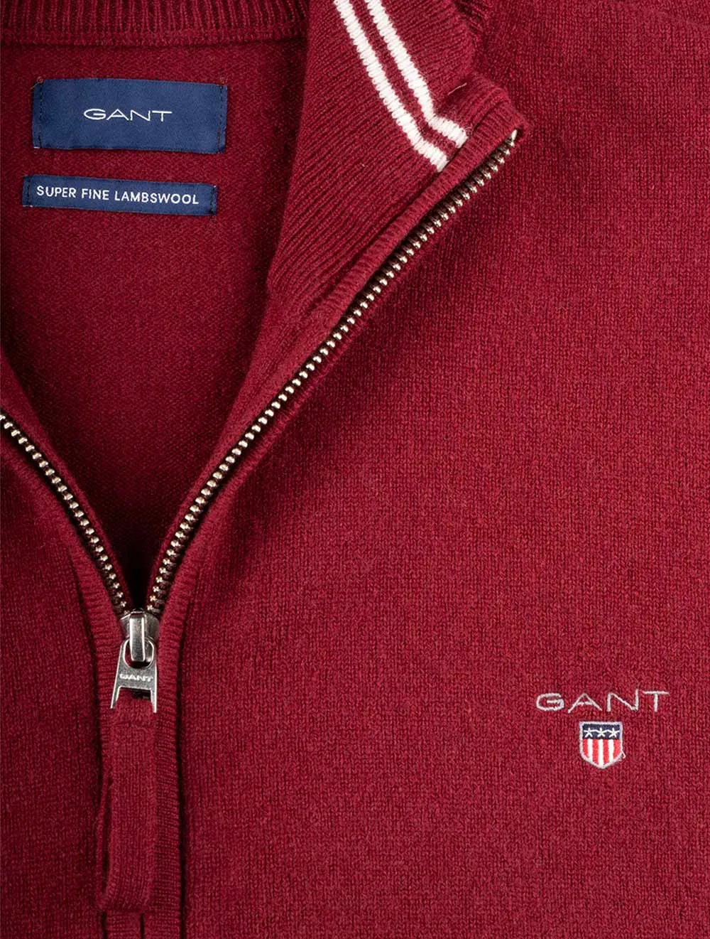 Superfeine Lamswoll-Zip-Cardigan in Portweinrot