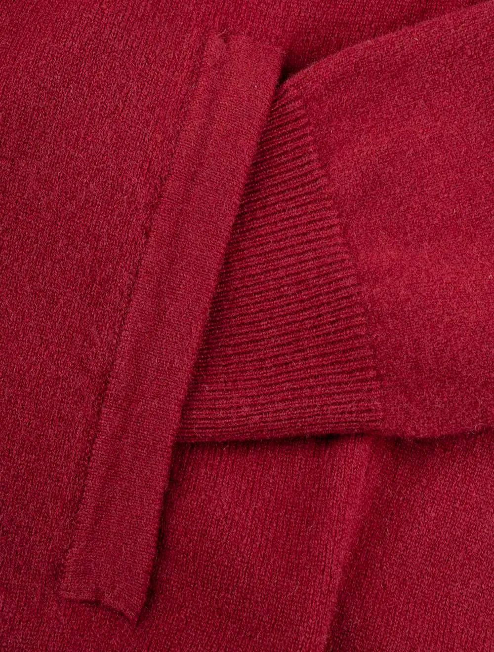 Superfeine Lamswoll-Zip-Cardigan in Portweinrot