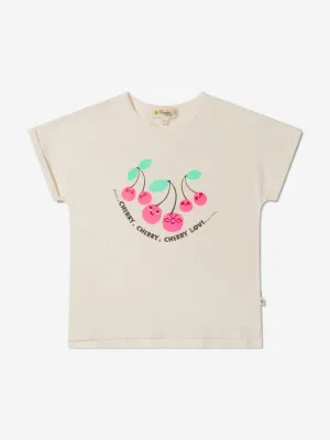 Das Bonnie Mob Girls Bio-Baumwoll-T-Shirt mit Kirschblüten-Print