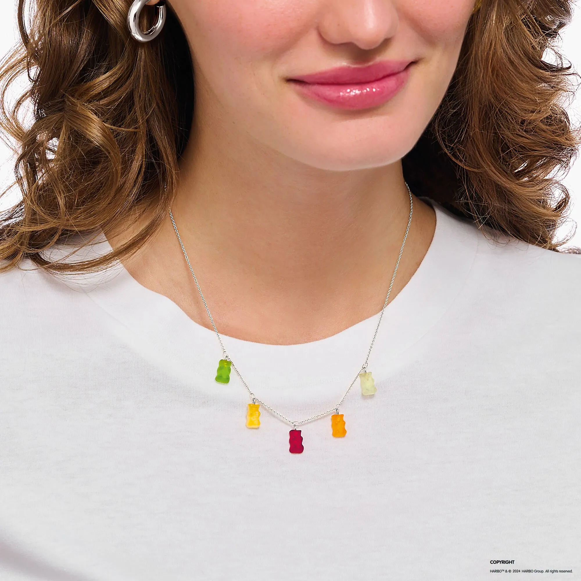 Thomas Sabo Damenketten Halskette mit 5 farbenfrohen Goldbären