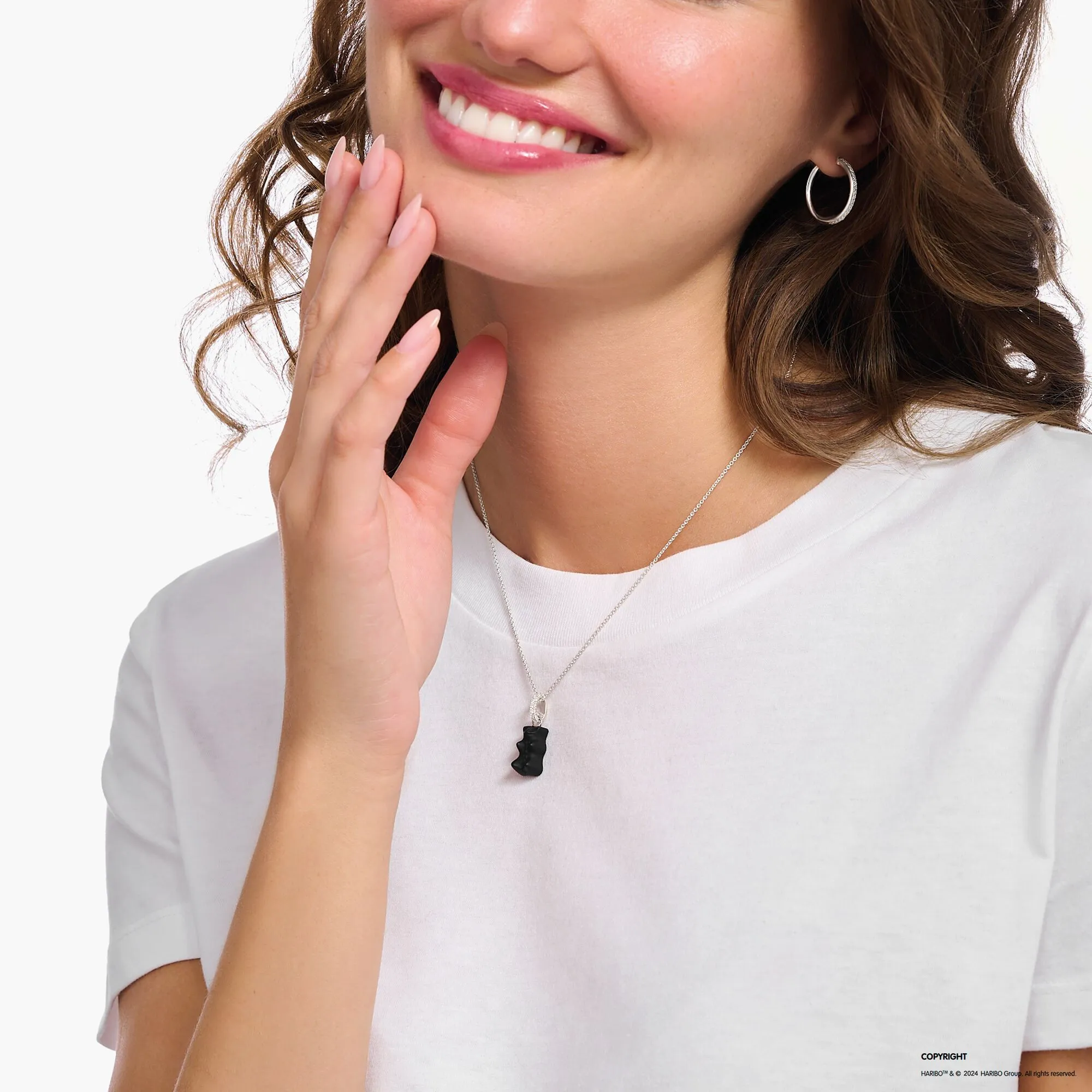 Thomas Sabo Damen Halsketten Halskette mit schwarzem Goldbär-Anhänger und Zirkonia