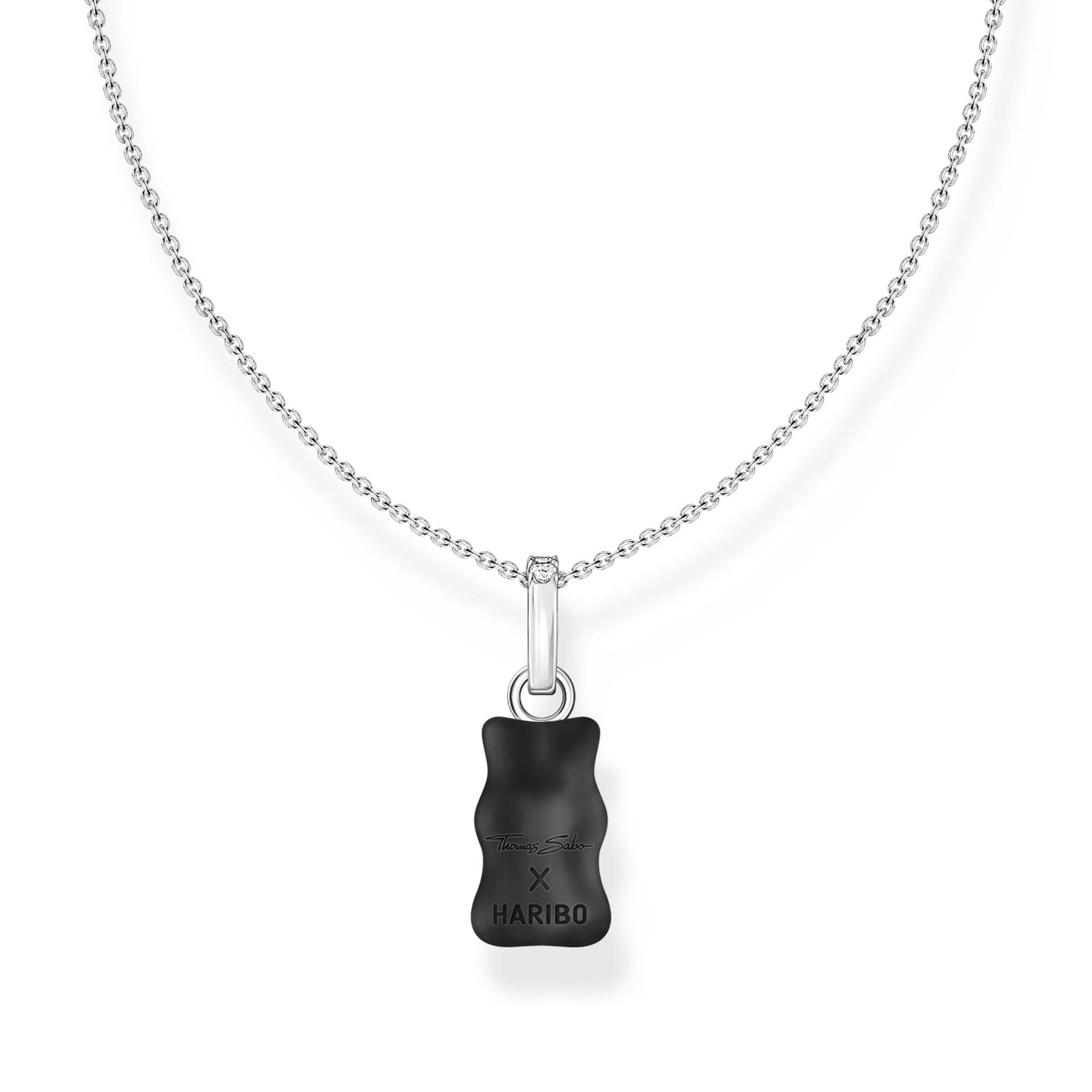 Thomas Sabo Damen Halsketten Halskette mit schwarzem Goldbär-Anhänger und Zirkonia