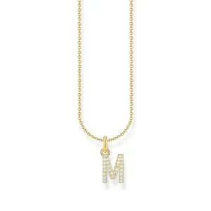 Thomas Sabo Damenketten Halskette mit Buchstaben-Anhänger M und weißem Zirkonia - Gold