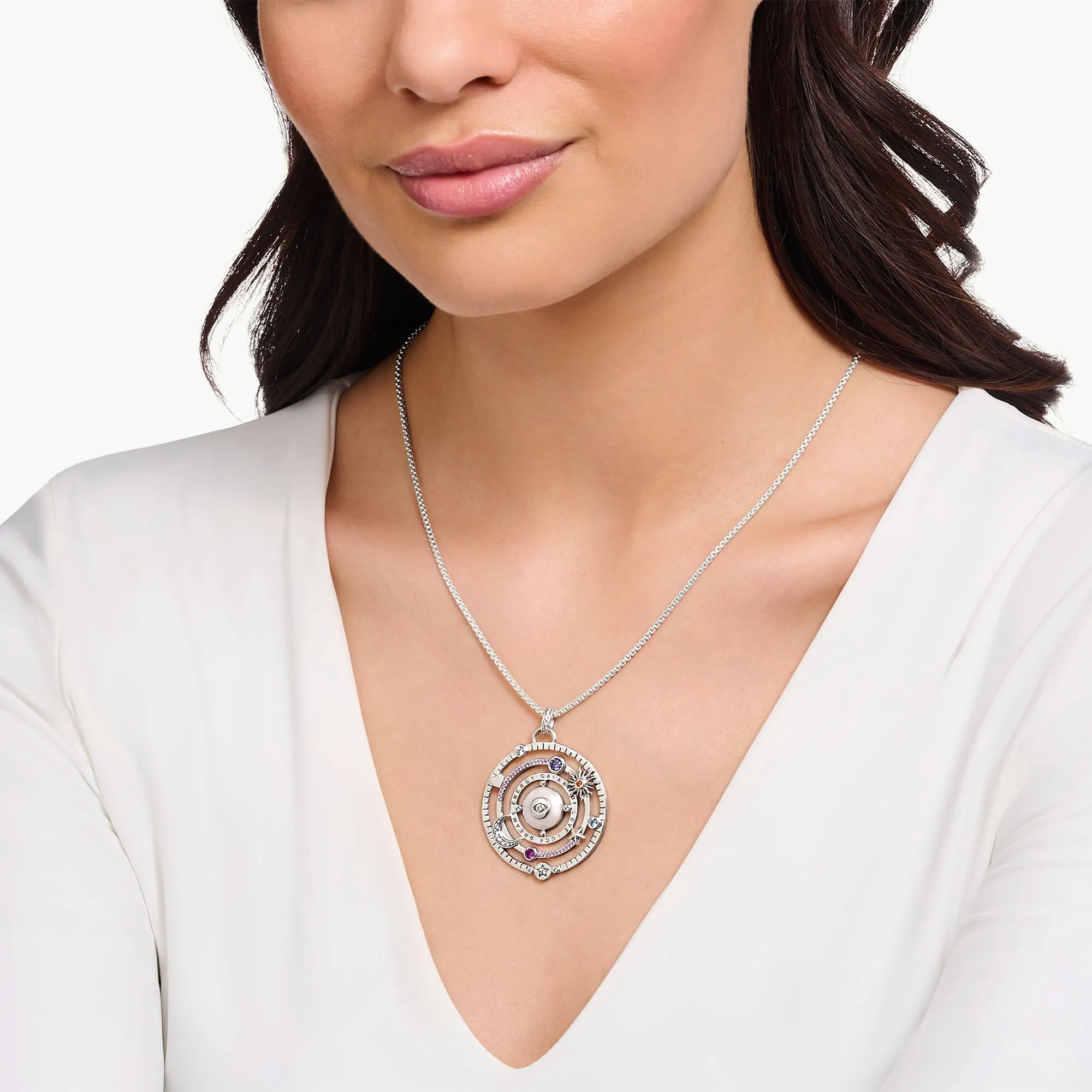 Thomas Sabo Damen Anhänger Schmuck Kosmischer Silberanhänger mit farbigen Steinen
