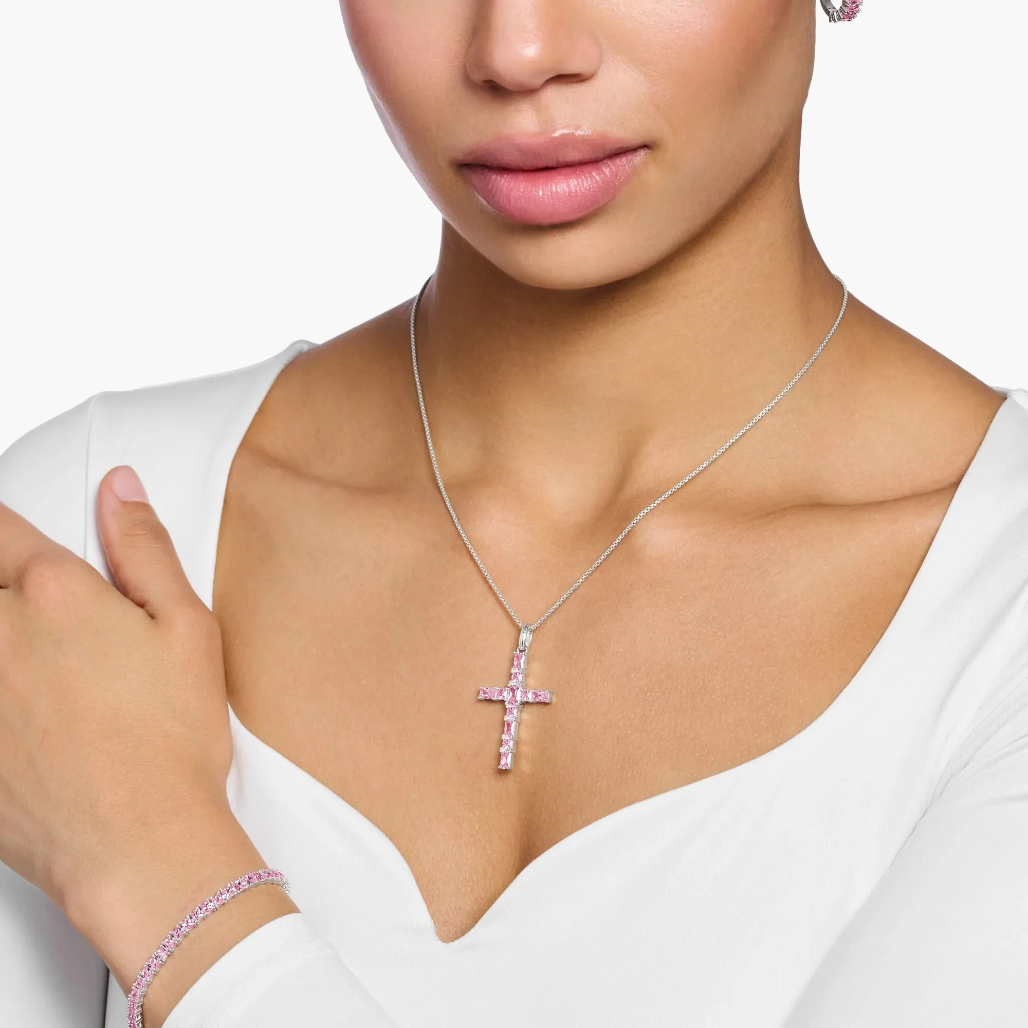 Thomas Sabo Damen Anhänger Schmuck Heritage Rosa Kreuz Anhänger