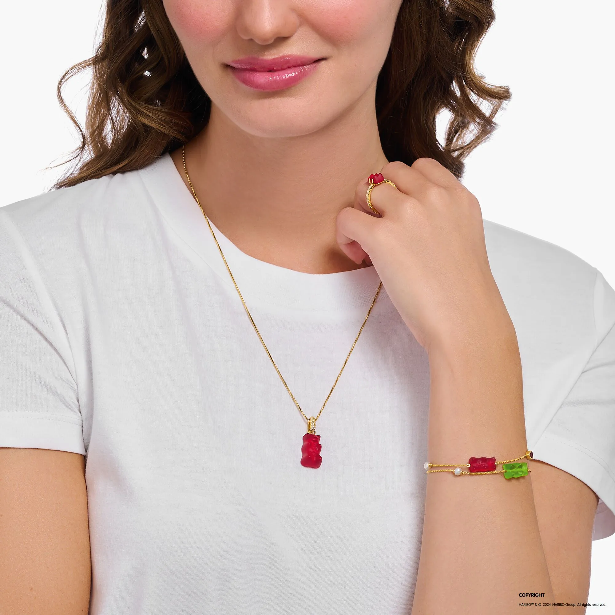 Thomas Sabo Damen Anhänger Schmuck Großer Anhänger mit Rotgoldbären und Zirkonia