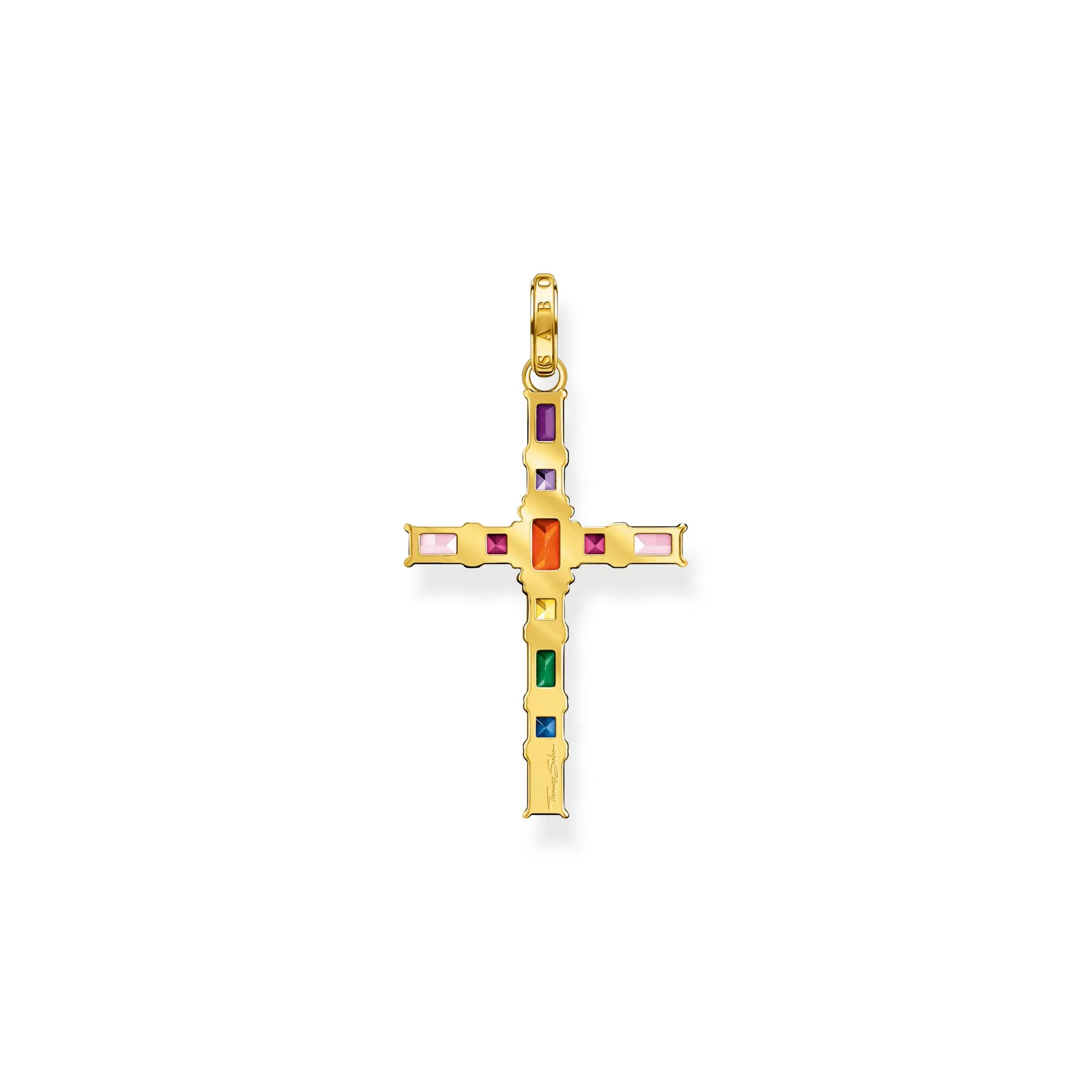 Thomas Sabo Damen Anhänger Schmuck Anhänger Kreuz bunte Steine Gold