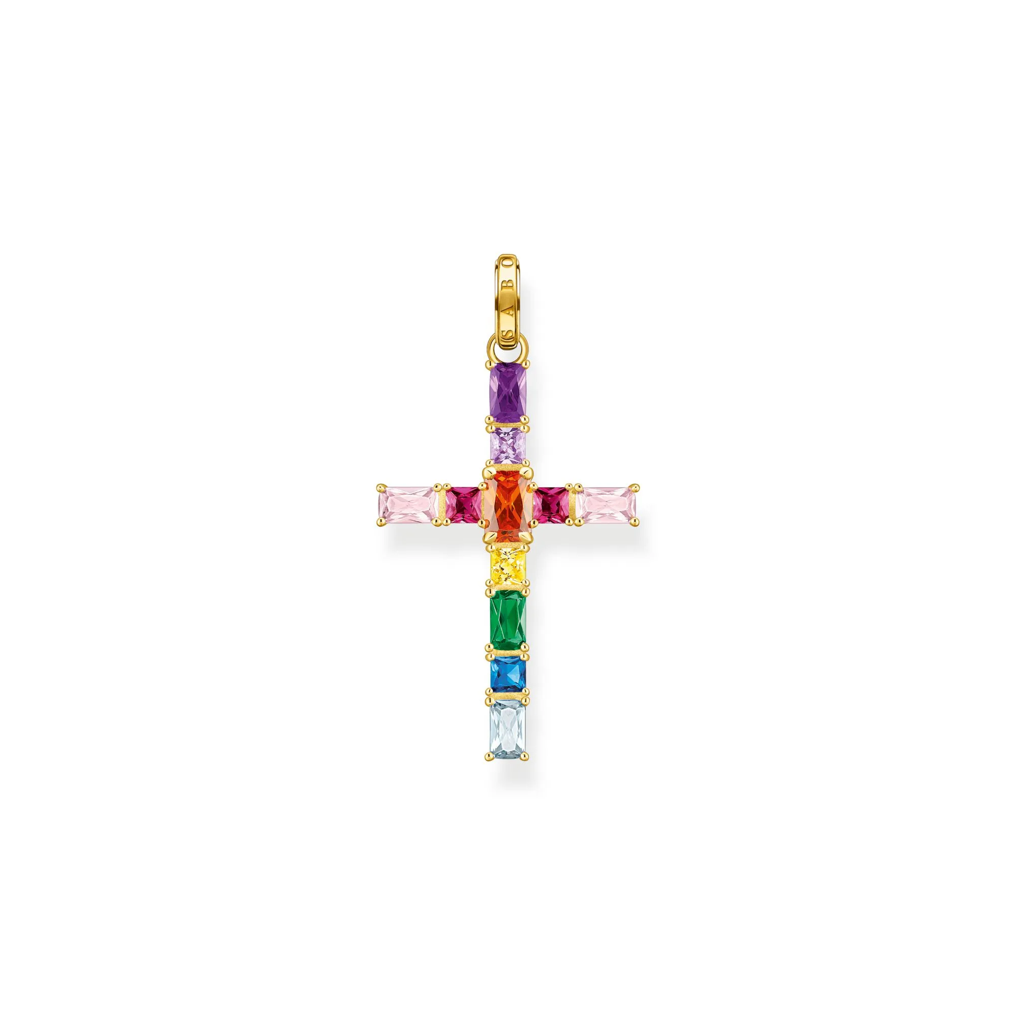 Thomas Sabo Damen Anhänger Schmuck Anhänger Kreuz bunte Steine Gold