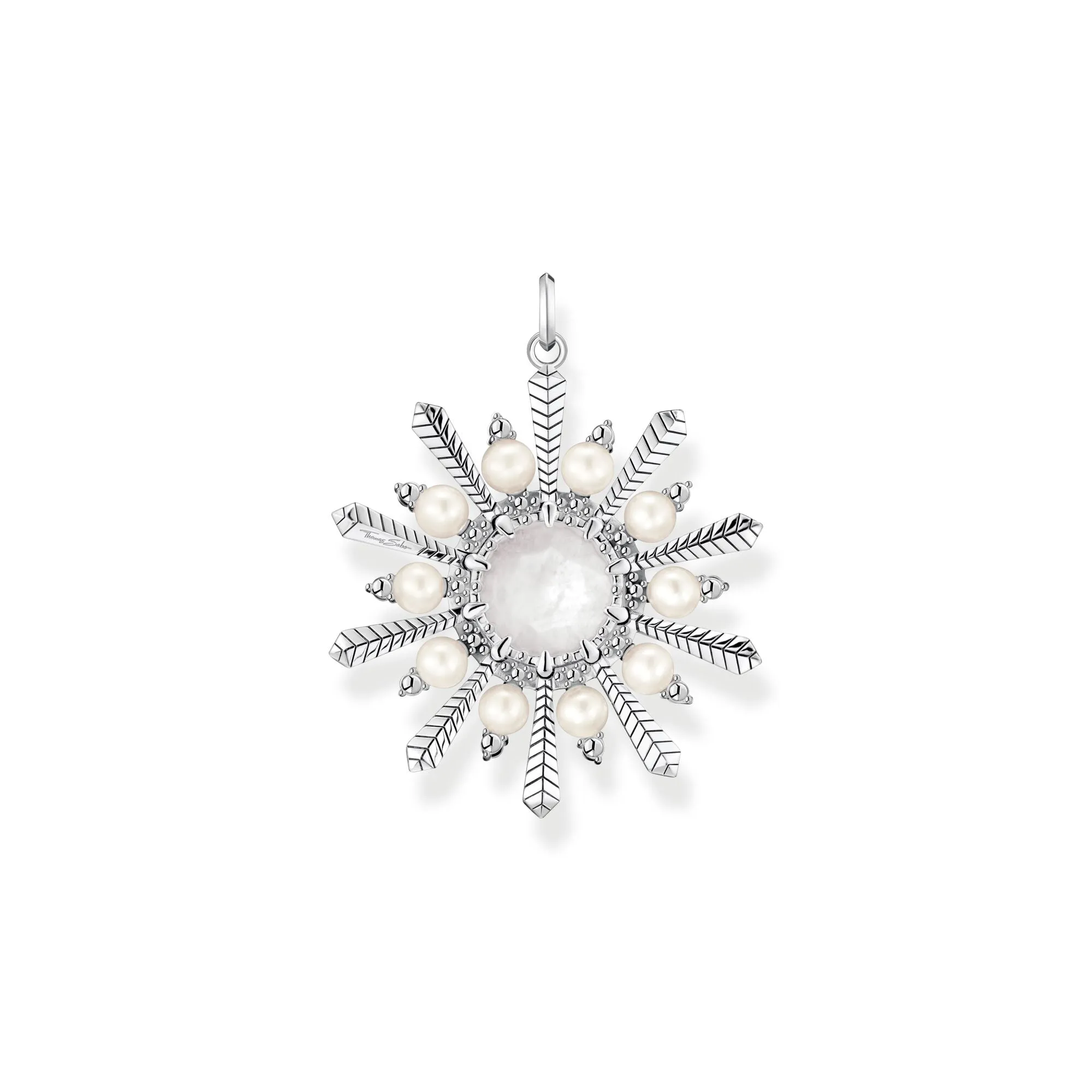Thomas Sabo Damen Anhänger Schmuck Anhänger Milchquarz mit winterlichen Sonnenstrahlen Silber